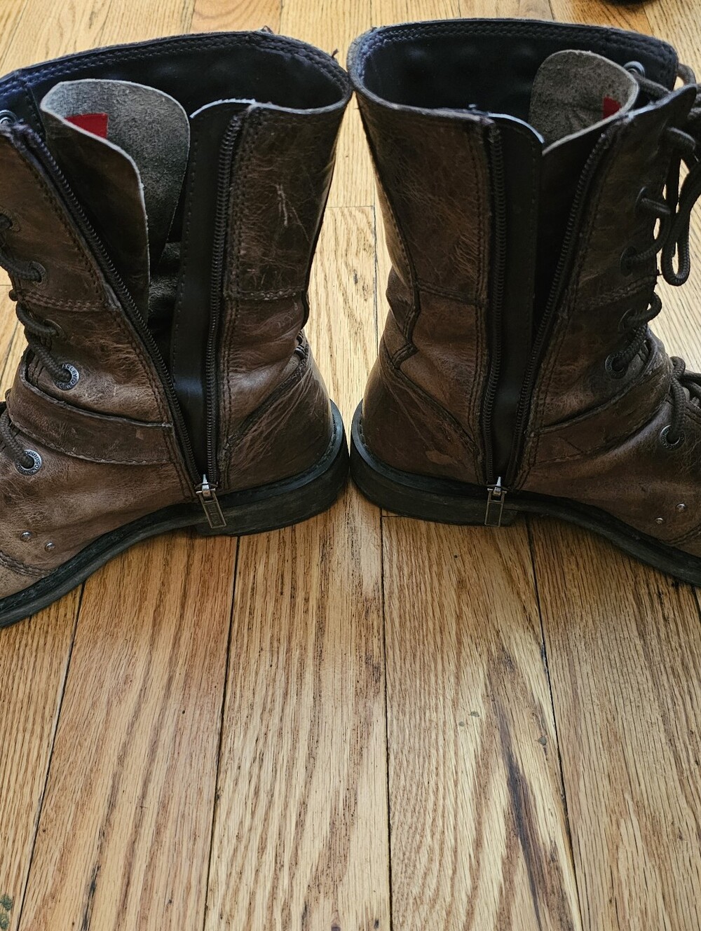 Harley-Davidson Brown Lace-Up Combat Moto Boots - Picture 5 of 9